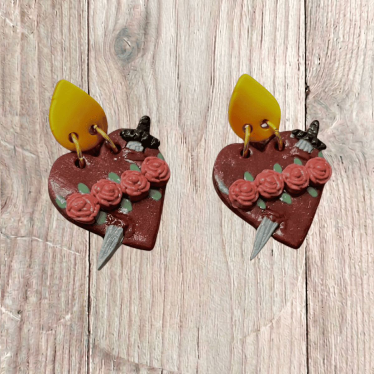 Sorrowful Heart of Mary handmade earrings